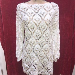 Beautiful Crochet Tunic/Sweater Handmade Long  Sleeves Cotton